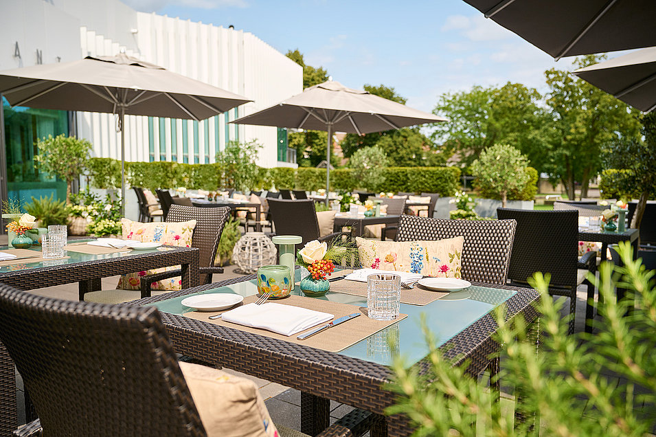 Terrasse des Restaurant FRITZ | Kultur Räume Gütersloh